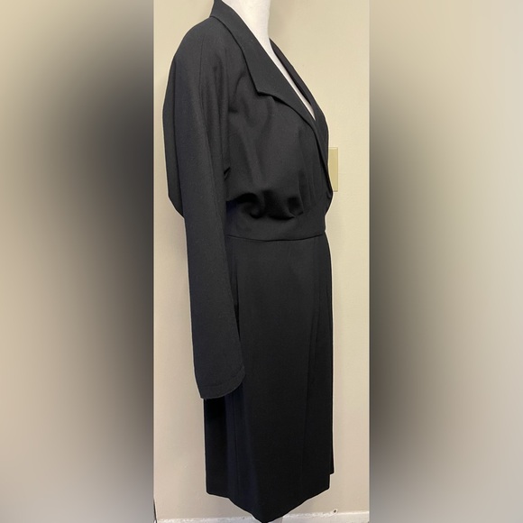 Pia Rucci Women’s Black Vintage Dress 100 % Wool Wrap Long Sleeves Size 10. NWT - Picture 12 of 17
